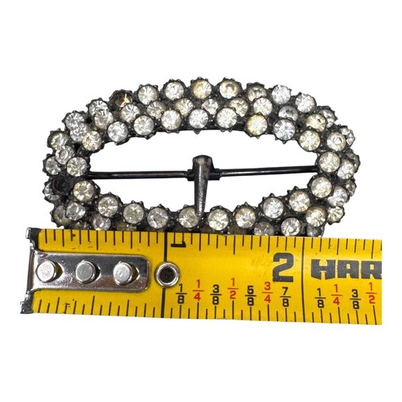 Antique Victorian Georgian Rhinestone Oval Buckle Brooch Vintage Jewelry READ - Picture 5 of 6